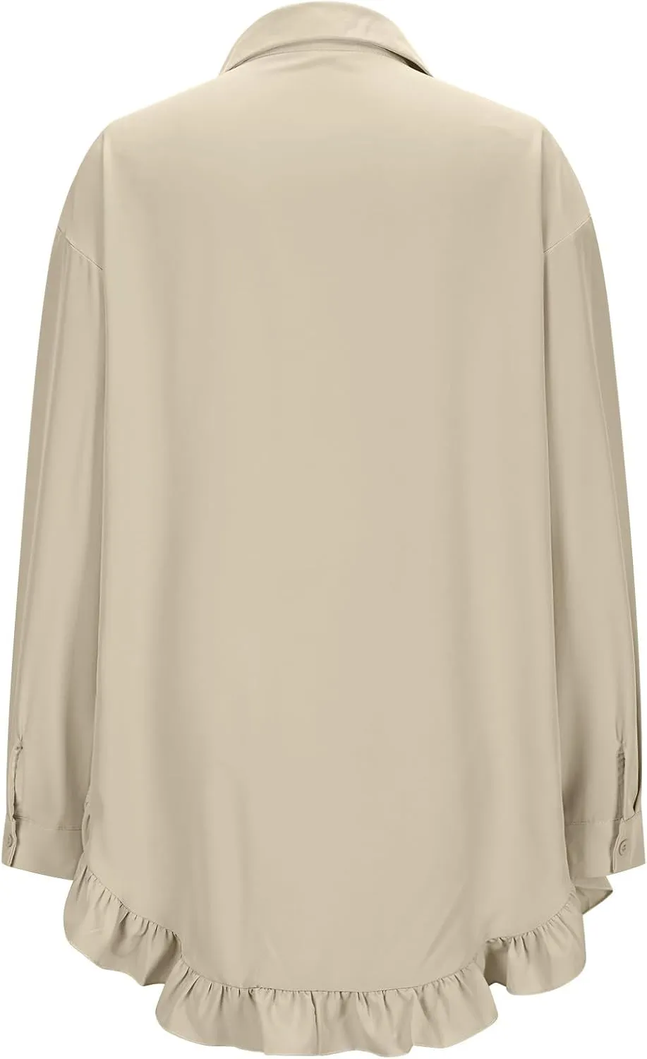 Shirt for Women Ruffle Hem Oversized Button Down Baggy Long Sleeve Lapel Tunic Tops Dressy Business Casual Blouses