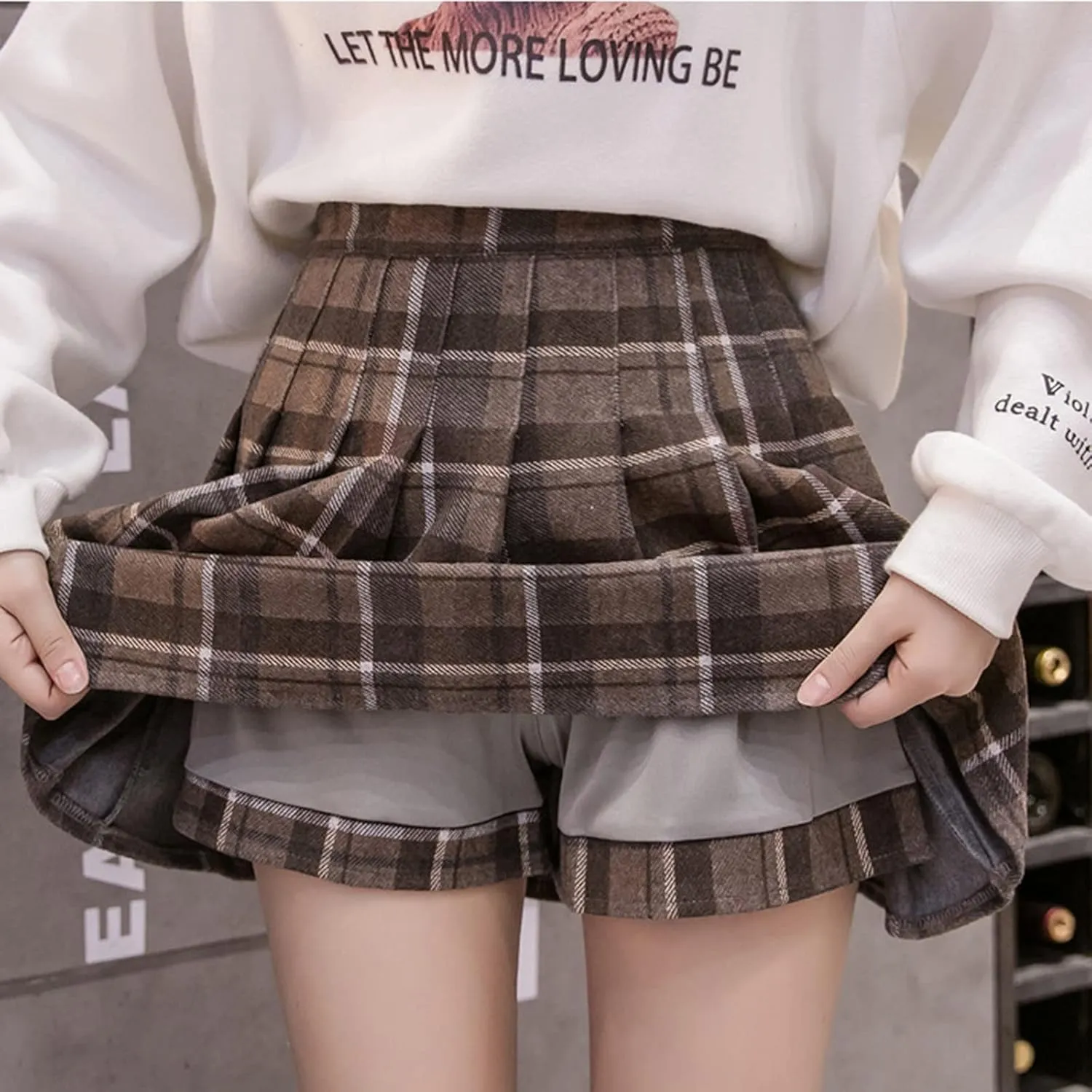 Short Thin Women's Sexy Skirt A Line Pleated Plaid Pleated High Waist Skirts Belly Dancing High Waist Skirts for