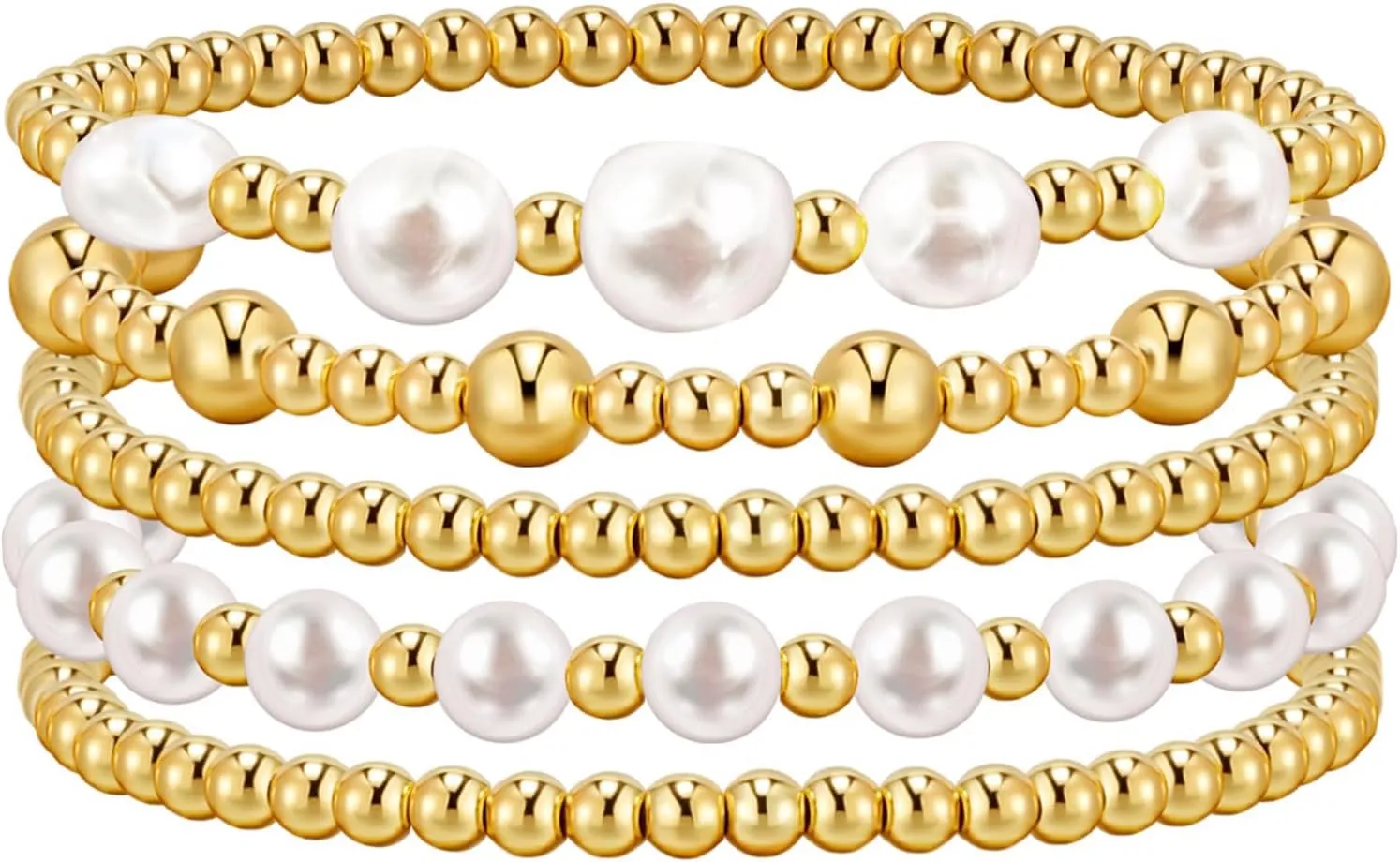 Silver Bracelets For Women Trendy Cute Pearl Beaded Gold Bracelet Stack Set Enewton Dainty Stretch Jewelry Gifts For Woman Teen Valentines Day