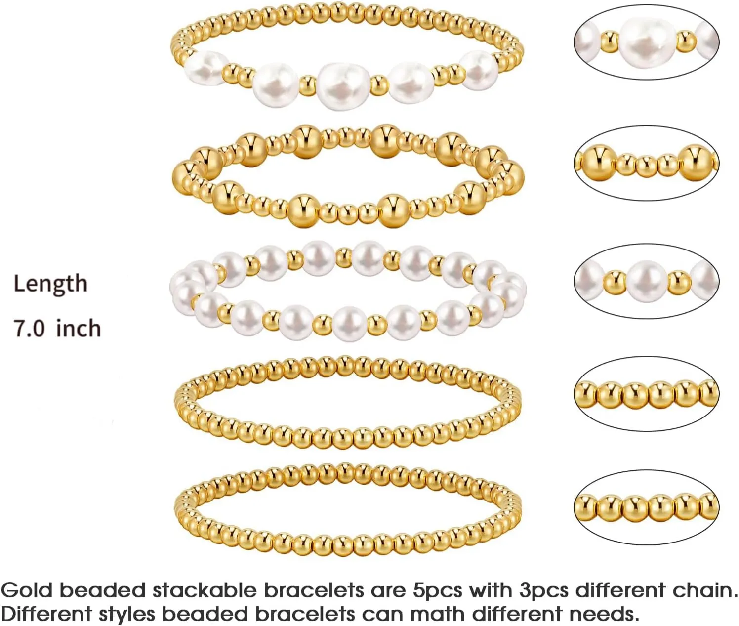 Silver Bracelets For Women Trendy Cute Pearl Beaded Gold Bracelet Stack Set Enewton Dainty Stretch Jewelry Gifts For Woman Teen Valentines Day