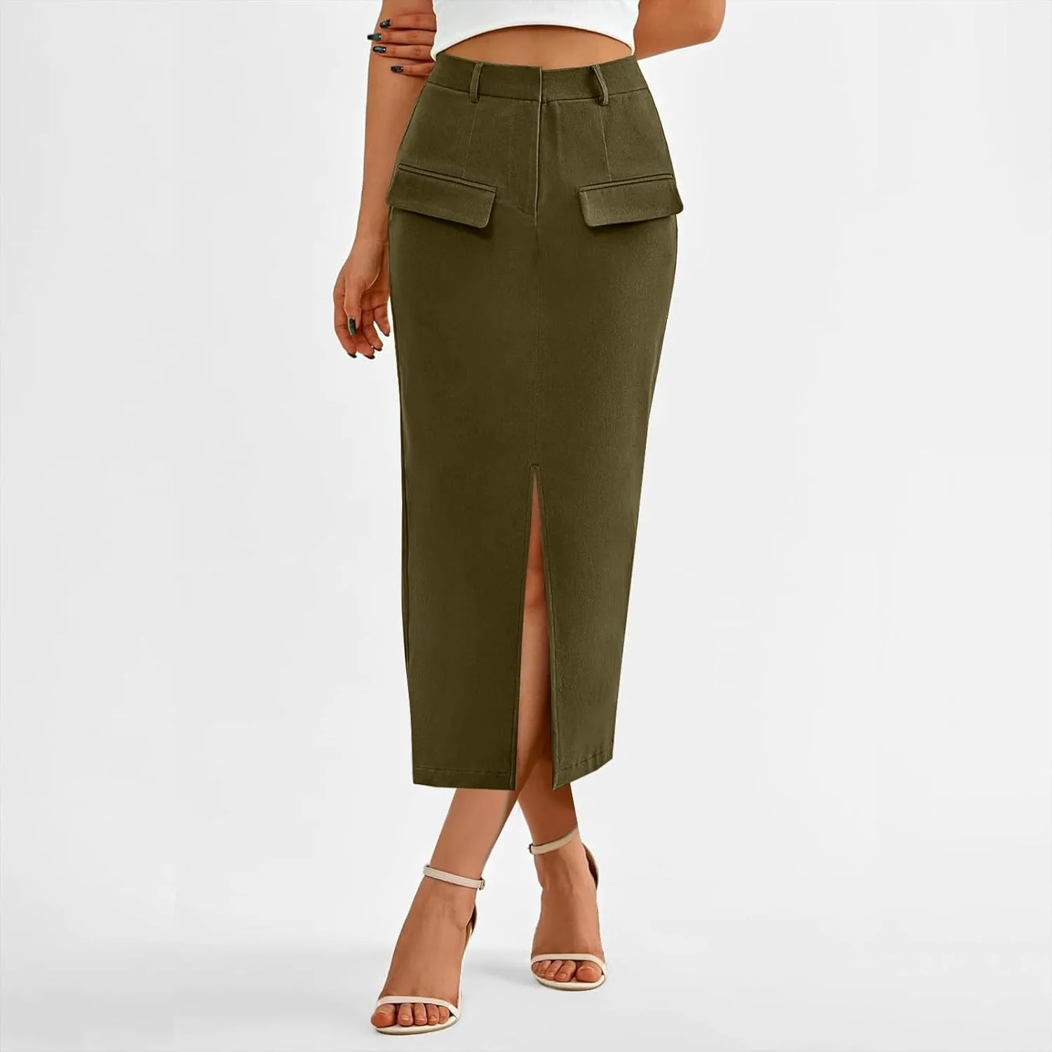 Skirts for Women Midi Bodycon Work Elegant Sexy High Cut Slit Pencil Plain Skirt Women 2025
