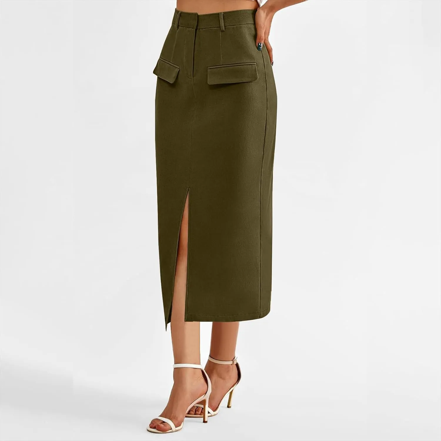 Skirts for Women Midi Bodycon Work Elegant Sexy High Cut Slit Pencil Plain Skirt Women 2025