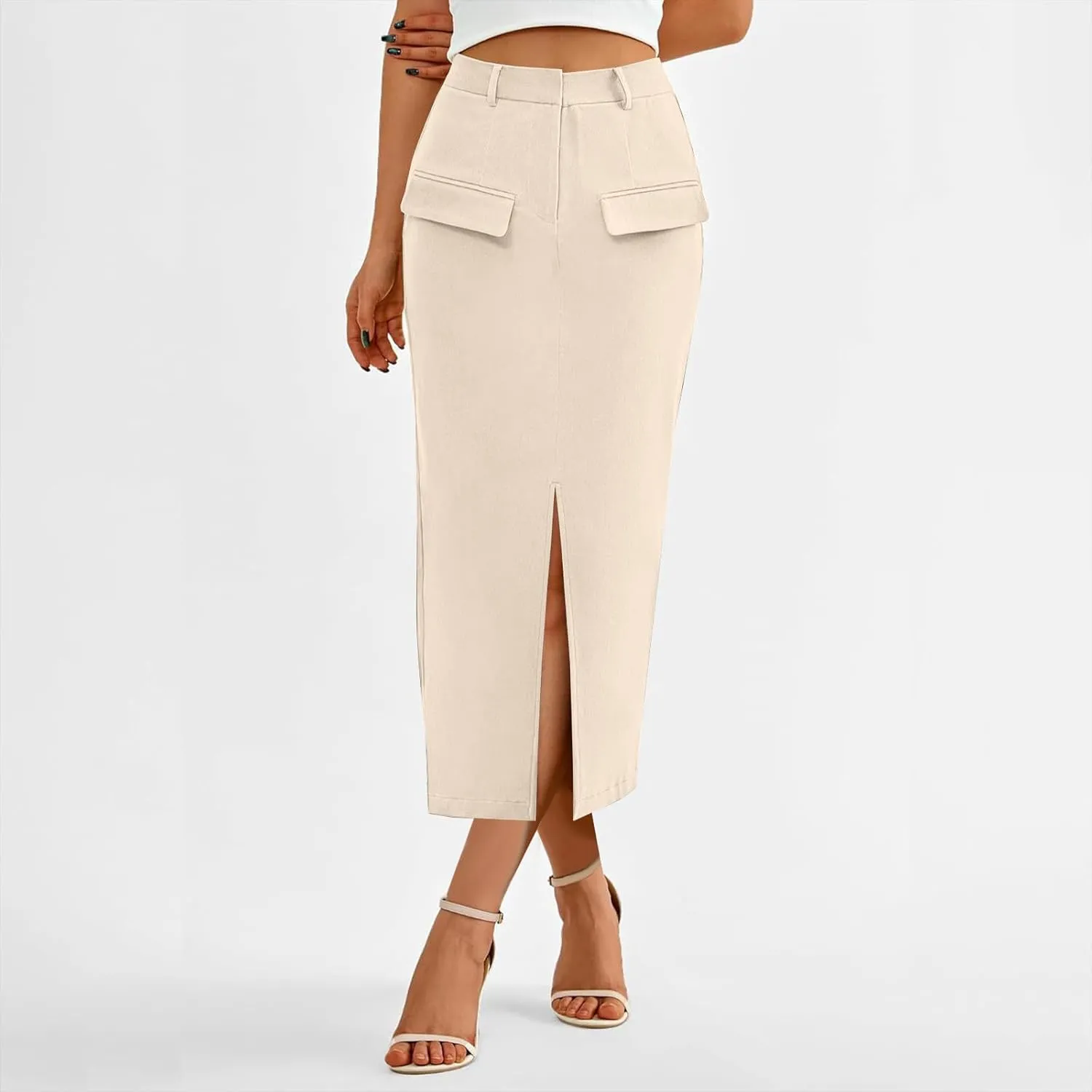 Skirts for Women Midi Bodycon Work Elegant Sexy High Cut Slit Pencil Plain Skirt Women 2025