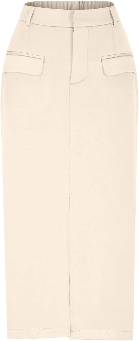 Skirts for Women Midi Bodycon Work Elegant Sexy High Cut Slit Pencil Plain Skirt Women 2025