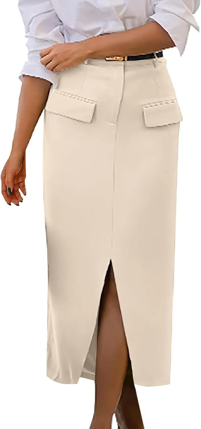 Skirts for Women Midi Bodycon Work Elegant Sexy High Cut Slit Pencil Plain Skirt Women 2025