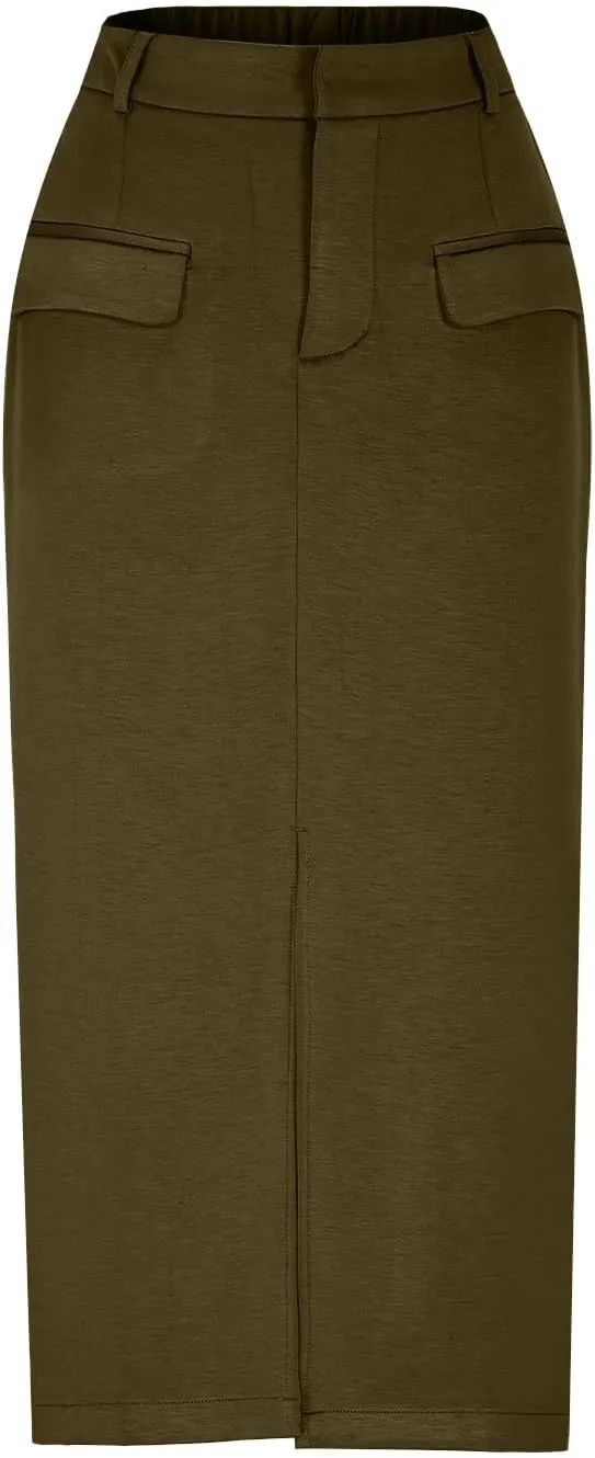 Skirts for Women Midi Bodycon Work Elegant Sexy High Cut Slit Pencil Plain Skirt Women 2025
