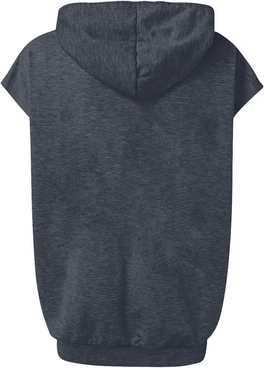 Sleeveless Hoodie Women Summer Hooded Tank Tops Lightweight Drawstring Pullover Sweatshirt Athletic T-Shirt