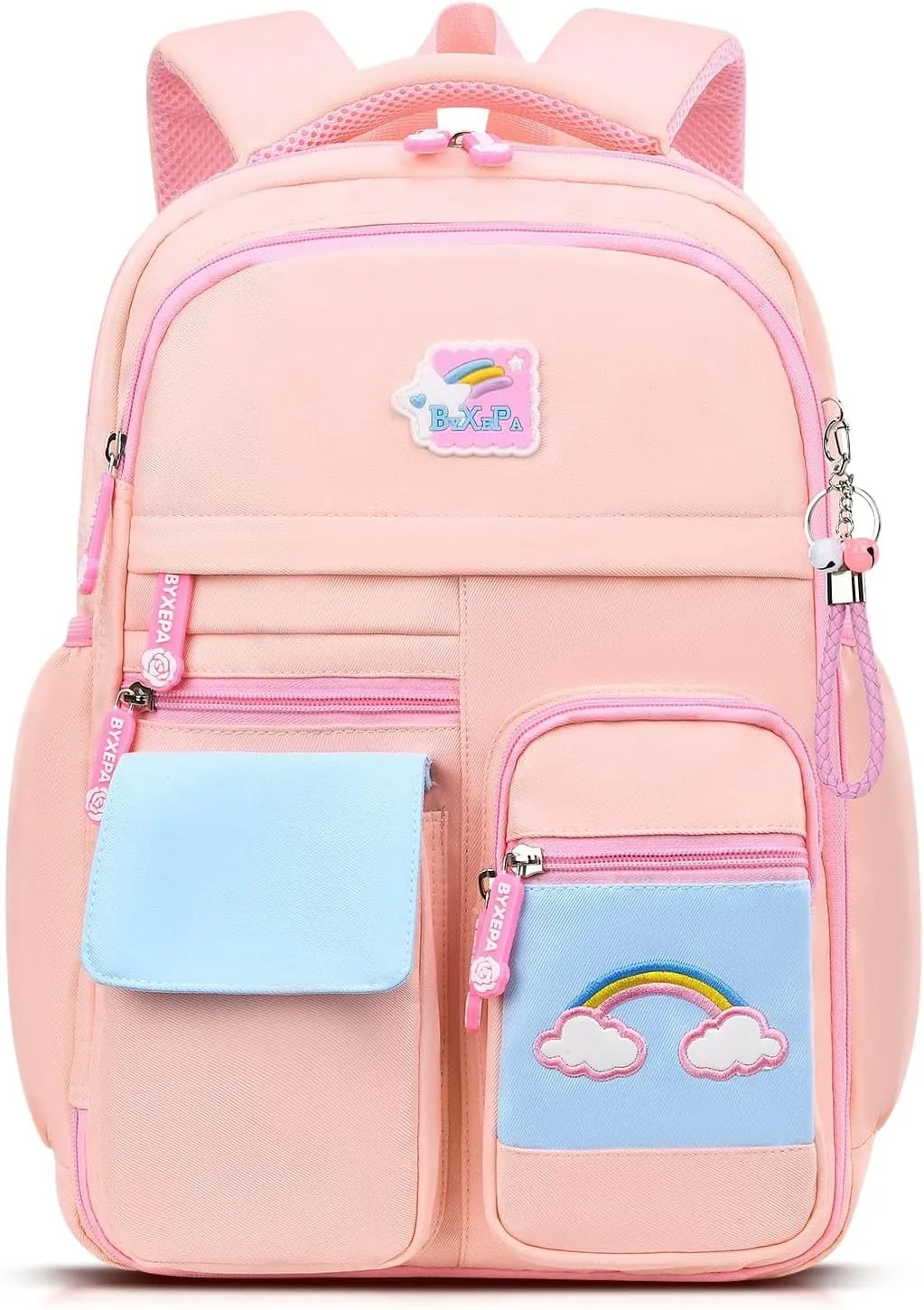 Solid Pink Laptop Backpack for Girls, 16.1"H x 6.7"W x 11.5"L, 1.32Lb