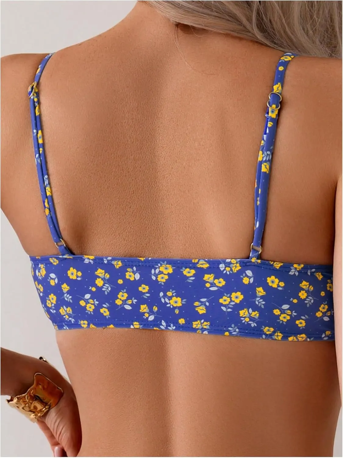 SOLY HUX Women's 2 Piece Bathing Suit Floral Print High Waisted Scoop Neck Cute Bikini Set Beachwear