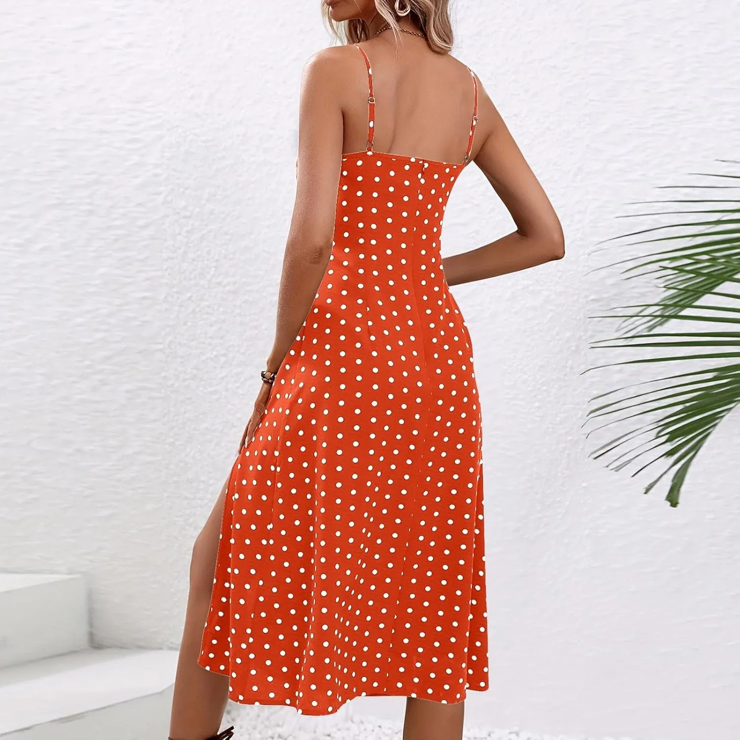Spaghetti Strap Midi Dresses for Women Sexy Elegant Side Slit Prom Dresses Summer Slim Fit Sexy A Line Beach Dress