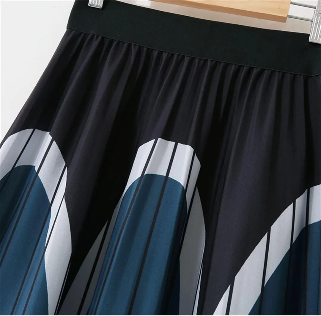Spring Summer Women's Midi Pleated Skirt High Waist A-Line Skirt