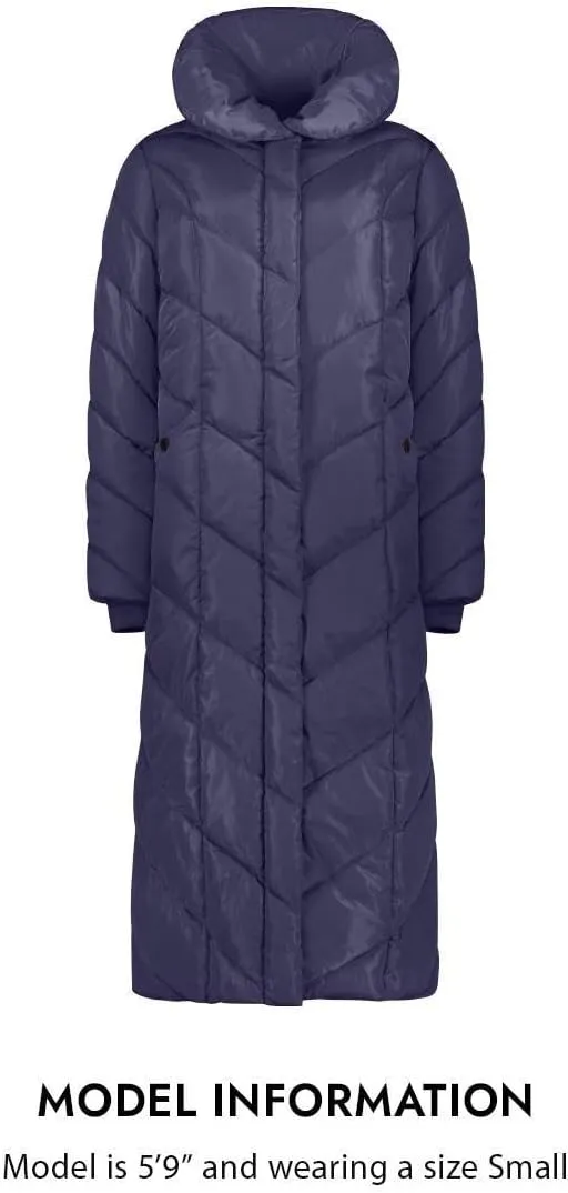 Steve Madden Women's Long Chevron Maxi Puffer Coat