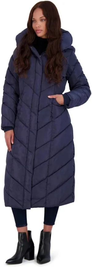 Steve Madden Women's Long Chevron Maxi Puffer Coat
