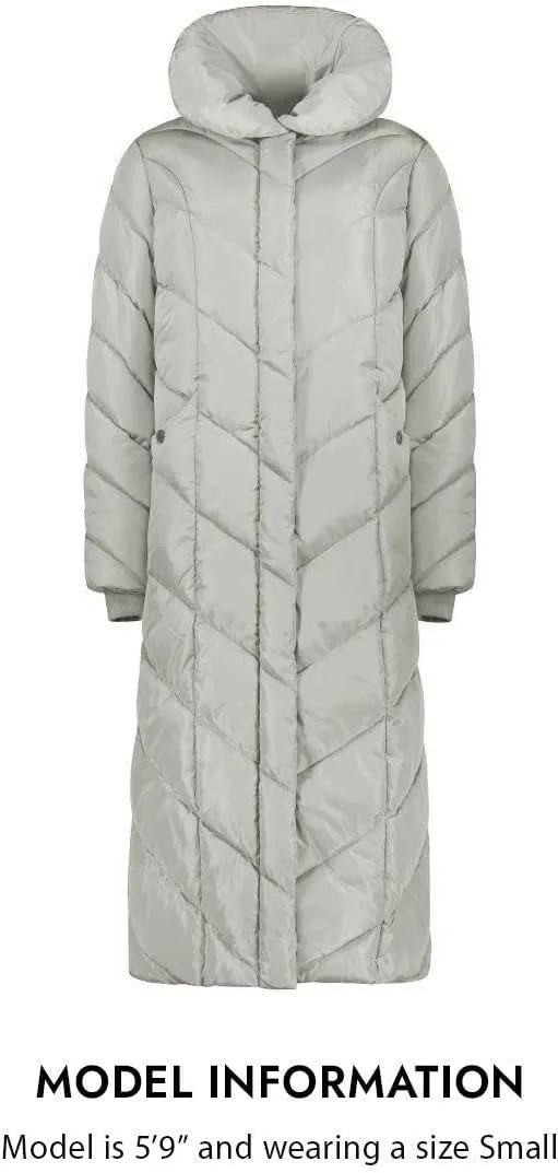 Steve Madden Women's Long Chevron Maxi Puffer Coat