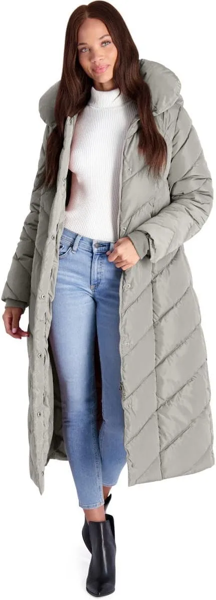 Steve Madden Women's Long Chevron Maxi Puffer Coat