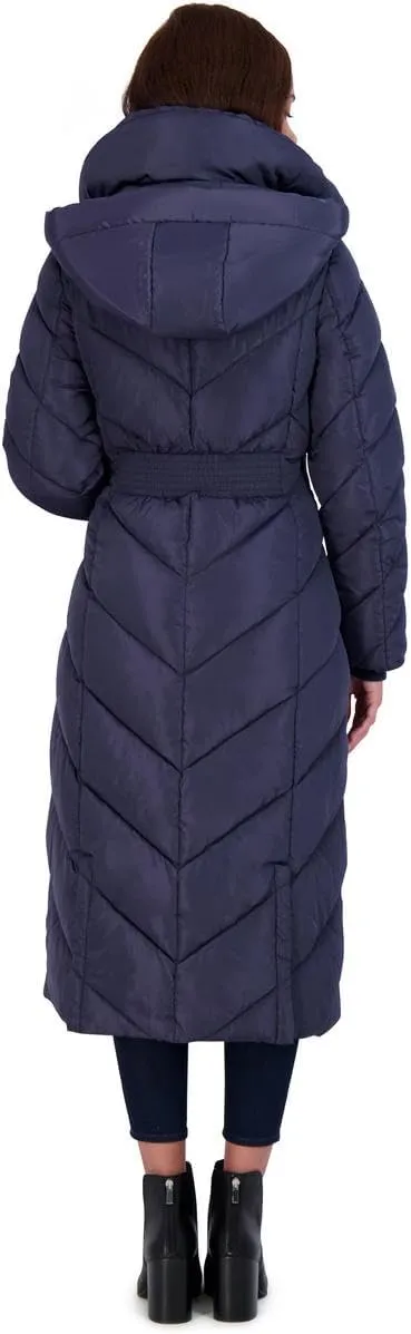 Steve Madden Women's Long Chevron Maxi Puffer Coat