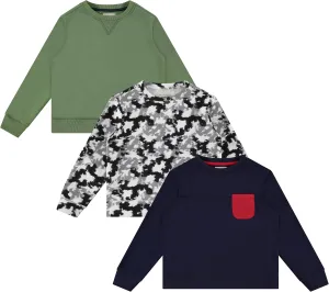 STITCH & STONE Boys 3PK Tops - Fun and Trendy Fleece Sweatshirts for Boys