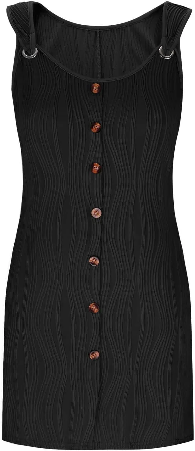 Summer Dresses for Women 2025 Sleeveless Swimsuit Beach Sundresses Coverups Vacation Button Down Casual Mini Dress