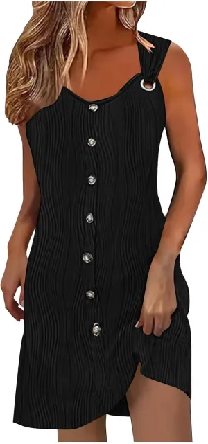 Summer Dresses for Women 2025 Sleeveless Swimsuit Beach Sundresses Coverups Vacation Button Down Casual Mini Dress
