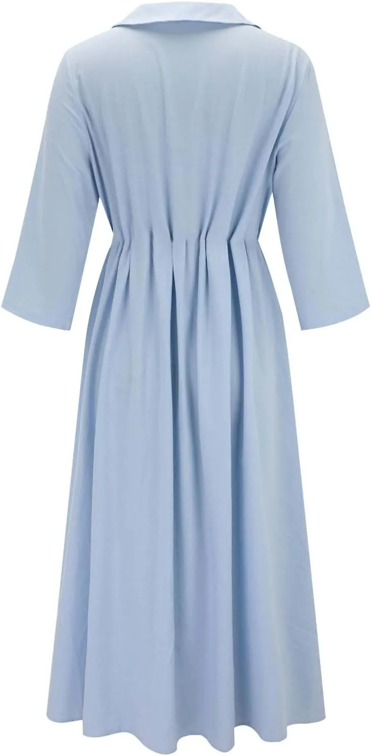 Sun Dresses for Women 2025 Vacation Beach Casual Loose Summer Cover Up V-Neck Dress Button Down Boho Short Sleeve Dresses