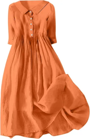 Sun Dresses for Women 2025 Vacation Beach Casual Loose Summer Cover Up V-Neck Dress Button Down Boho Short Sleeve Dresses