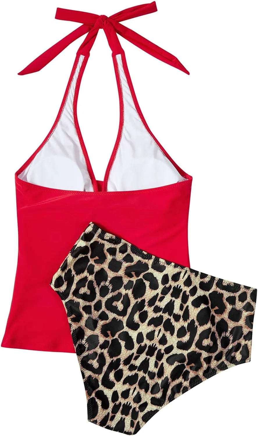 SUUKSESS Women Sexy Halter Tankini Bathing Suit Slimming Tummy Control Swimsuit