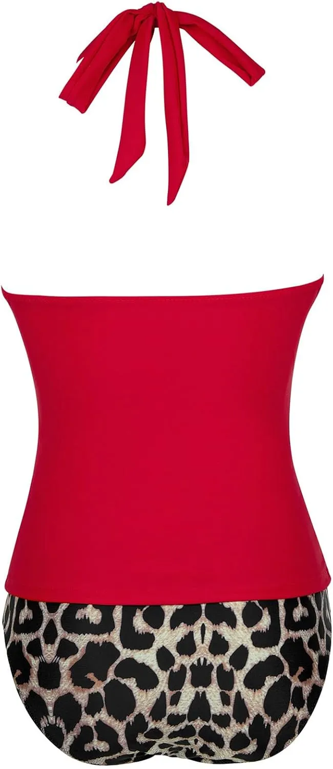 SUUKSESS Women Sexy Halter Tankini Bathing Suit Slimming Tummy Control Swimsuit