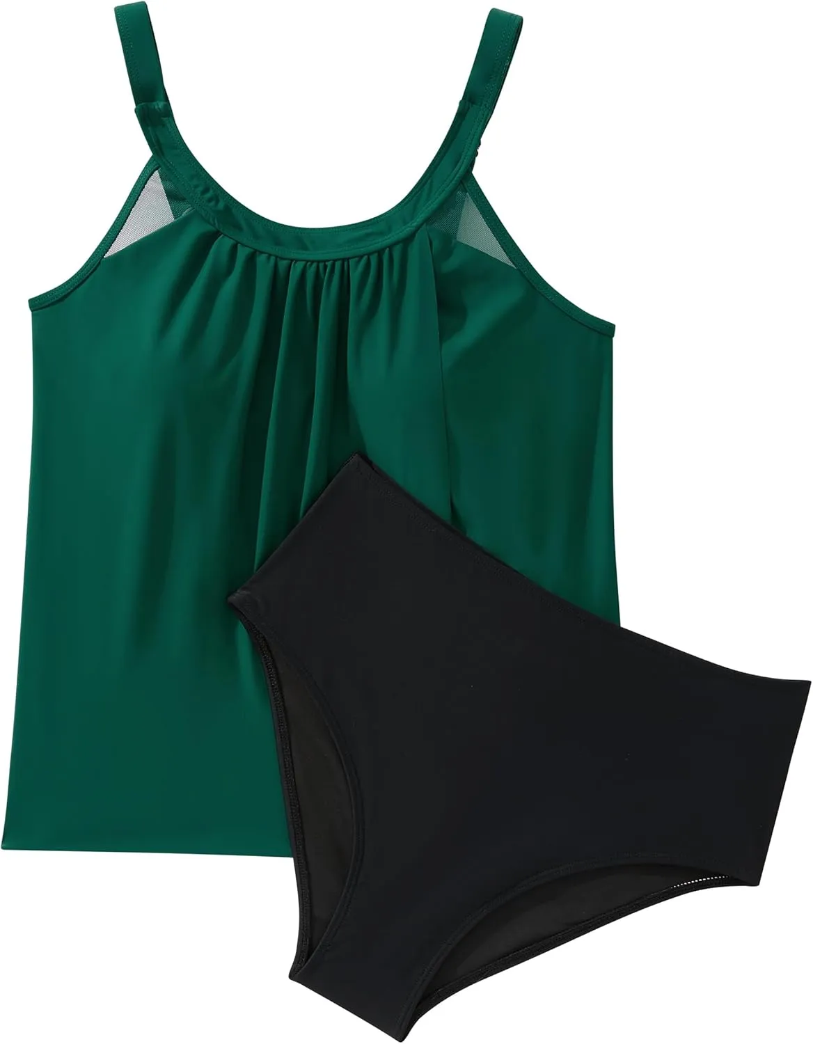 SUUKSESS Women Tummy Control Tankini Bathing Suit Ruffle High Waisted Swimsuit