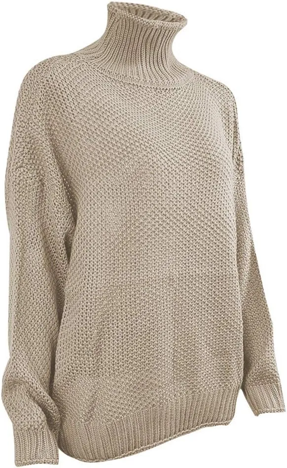 Sweater for Women Solid Long Sleeve Turtleneck Cable Knitted Casual Comfort Pullover Sweaters Fall Winter Warm Tops