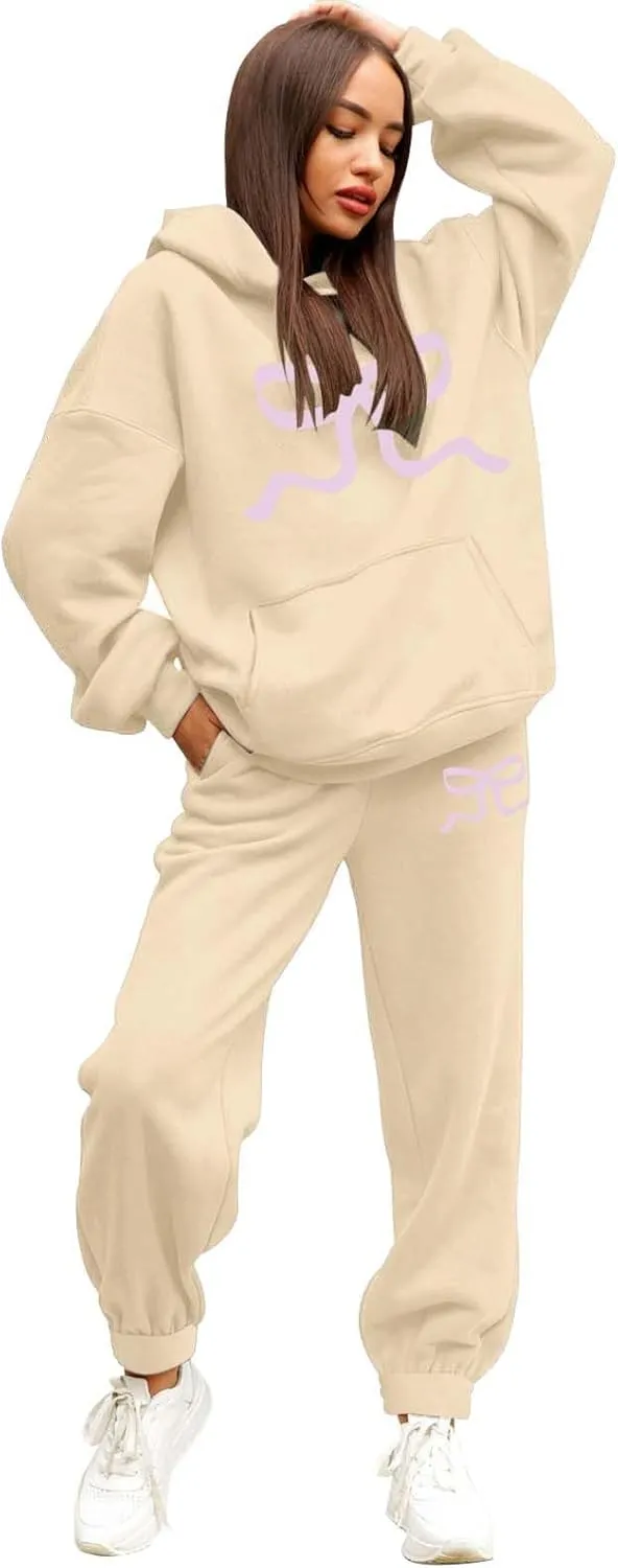 Sweatsuits For Women Set 2 Piece Hoodie Fall Long Sleeve Pullover And Long Pants Lounge Sets Oversize Y2K Tracksuit