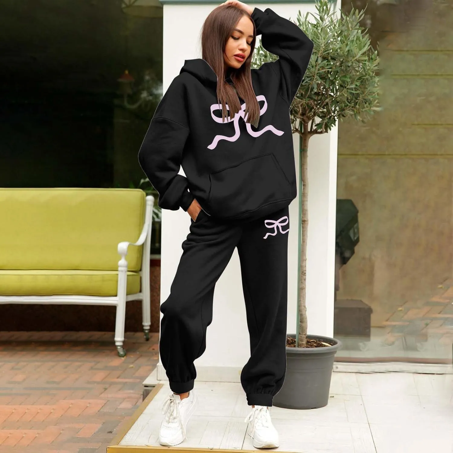 Sweatsuits For Women Set 2 Piece Hoodie Fall Long Sleeve Pullover And Long Pants Lounge Sets Oversize Y2K Tracksuit