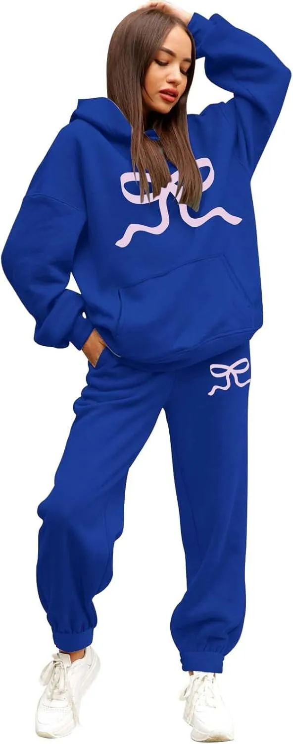 Sweatsuits For Women Set 2 Piece Hoodie Fall Long Sleeve Pullover And Long Pants Lounge Sets Oversize Y2K Tracksuit