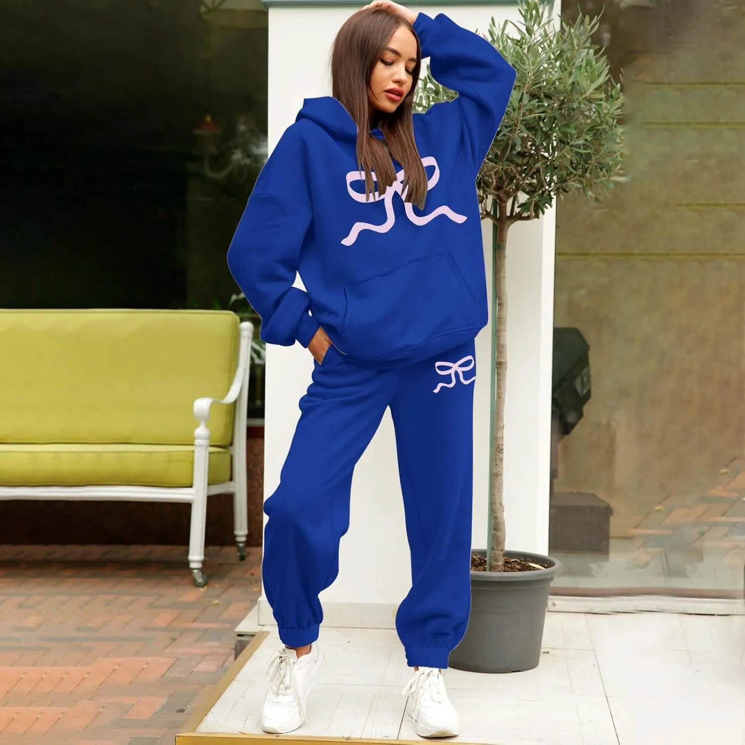 Sweatsuits For Women Set 2 Piece Hoodie Fall Long Sleeve Pullover And Long Pants Lounge Sets Oversize Y2K Tracksuit