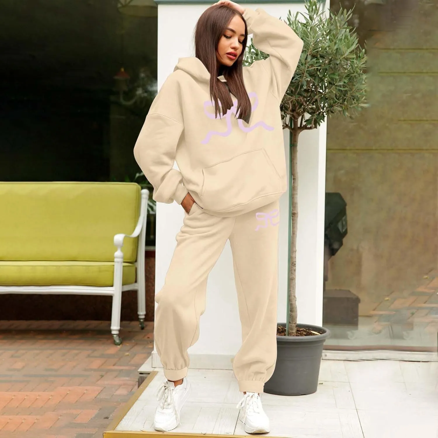 Sweatsuits For Women Set 2 Piece Hoodie Fall Long Sleeve Pullover And Long Pants Lounge Sets Oversize Y2K Tracksuit