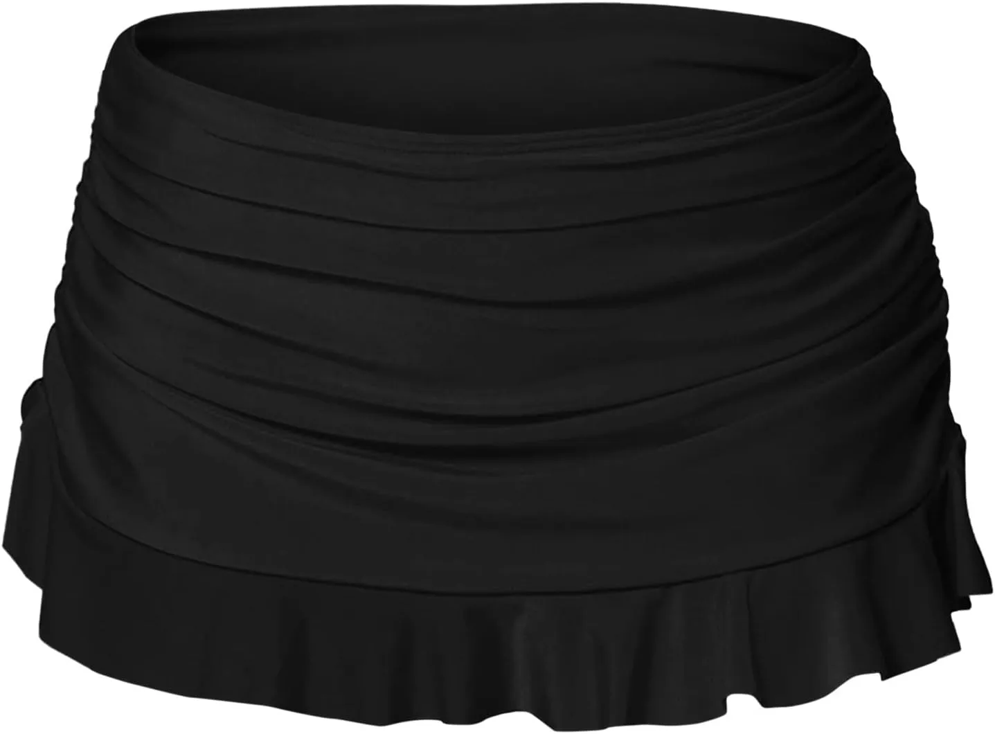 Swim Skirt for Women High Waisted Ruffle Ruched Swimsuits Skirt Bathing Suits Bottoms with Built-in Brief Swim Shorts