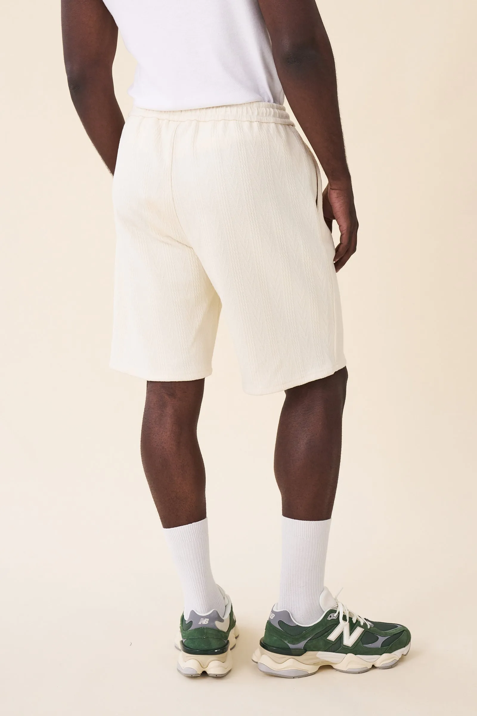 TENNIS CABLE TEXTURE SHORTS - ECRU
