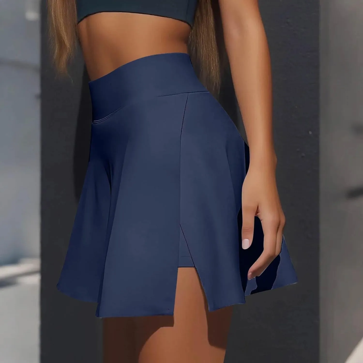 Tennis Skirts for Women with Shorts High Waisted Golf Skorts with Pockets Slit Stretchy Athletic Workout Mini Skirts