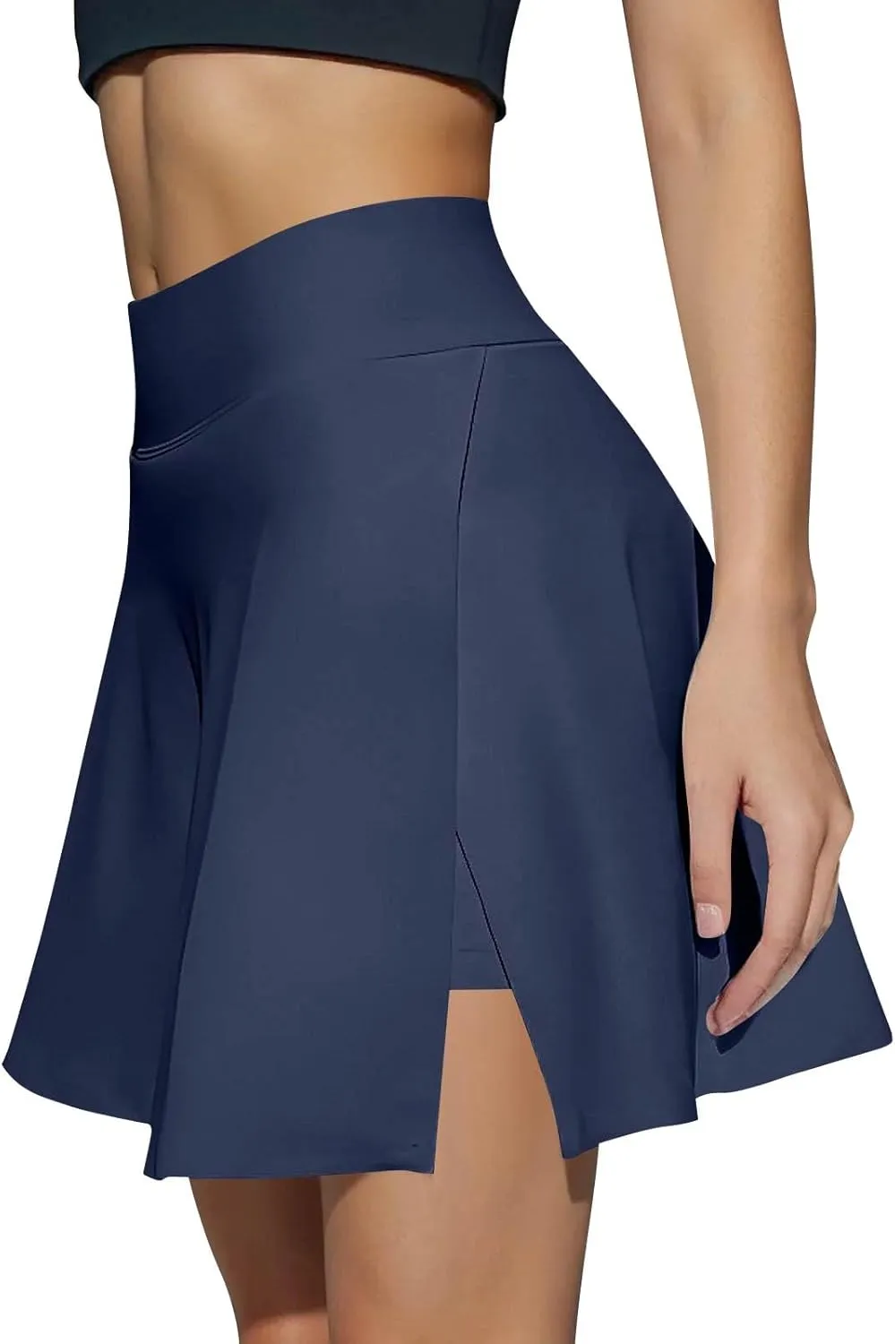 Tennis Skirts for Women with Shorts High Waisted Golf Skorts with Pockets Slit Stretchy Athletic Workout Mini Skirts