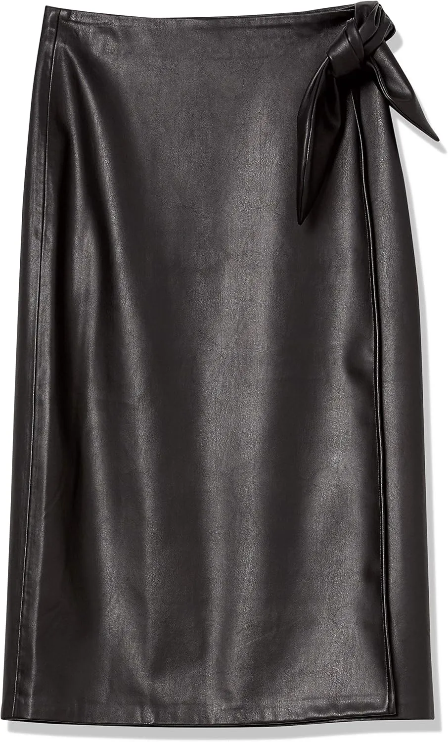 The Drop Women's Manon Vegan Leather Wrap-Front Midi Skirt