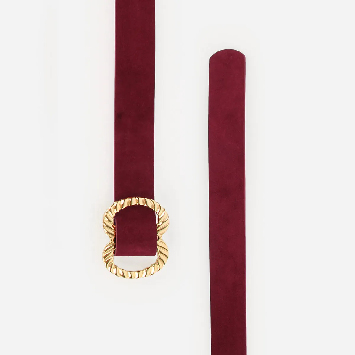 The Infinite Belt Gold Burgundy Suede