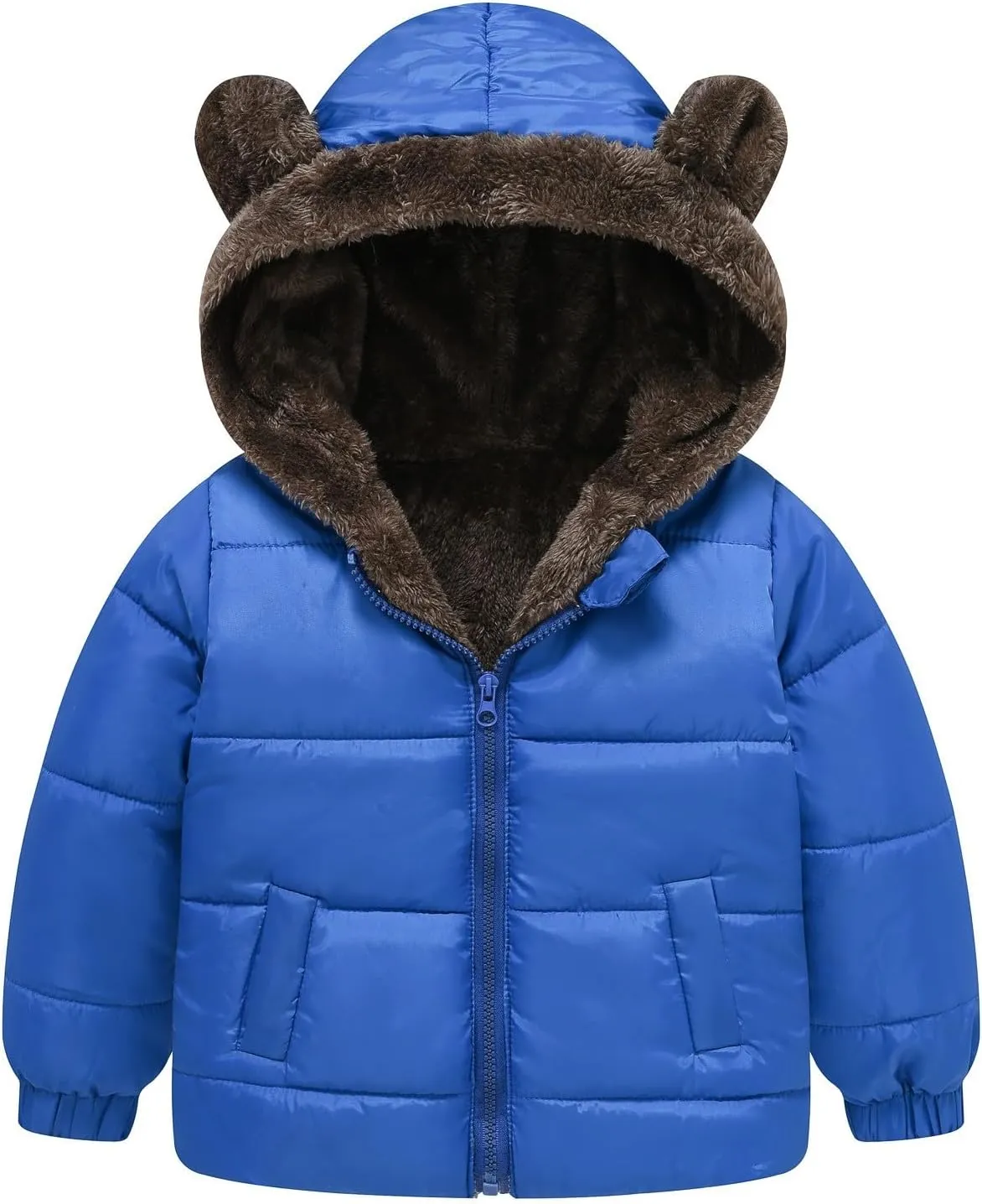Toddler Boy Bear Ears Coat Boys and Girls Middle Children Solid Color Cute Pocket Short Cotton Padded Teen Light Jacket