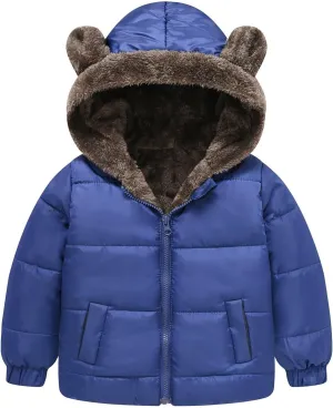 Toddler Boy Bear Ears Coat Boys and Girls Middle Children Solid Color Cute Pocket Short Cotton Padded Teen Light Jacket