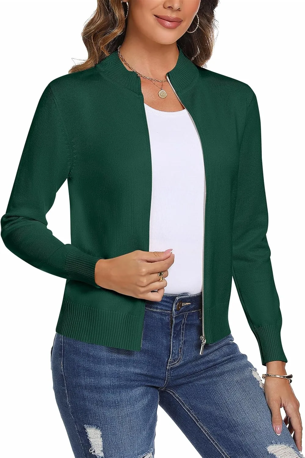 Totatuit Womens Long Sleeve Knitted Zip Up Sweater Cardigans Sweaters Lightweight Zipper Sweatshirts Jacket
