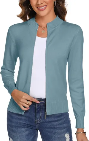 Totatuit Womens Long Sleeve Knitted Zip Up Sweater Cardigans Sweaters Lightweight Zipper Sweatshirts Jacket