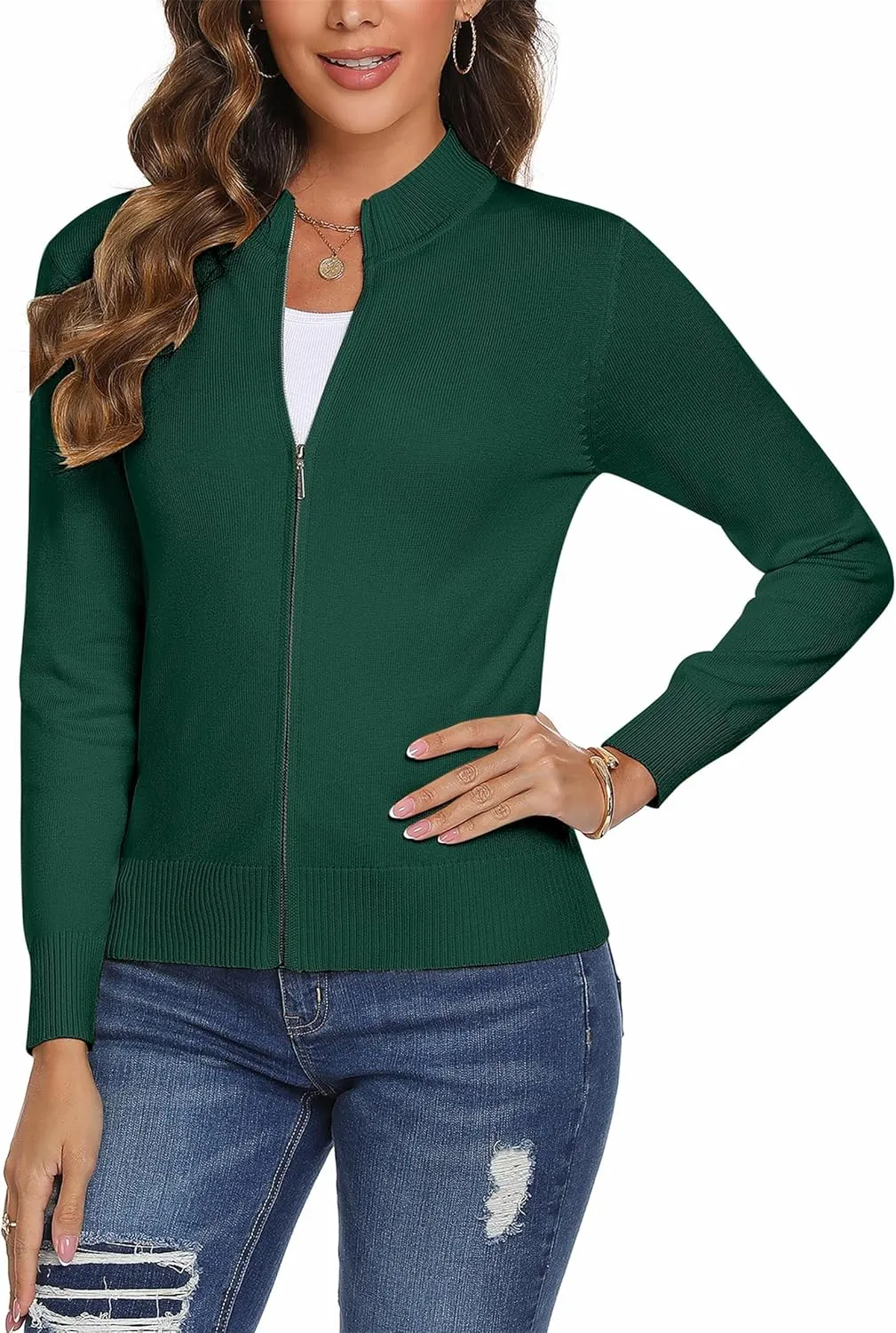 Totatuit Womens Long Sleeve Knitted Zip Up Sweater Cardigans Sweaters Lightweight Zipper Sweatshirts Jacket