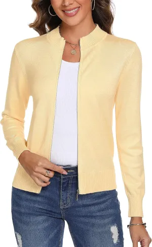 Totatuit Womens Long Sleeve Knitted Zip Up Sweater Cardigans Sweaters Lightweight Zipper Sweatshirts Jacket