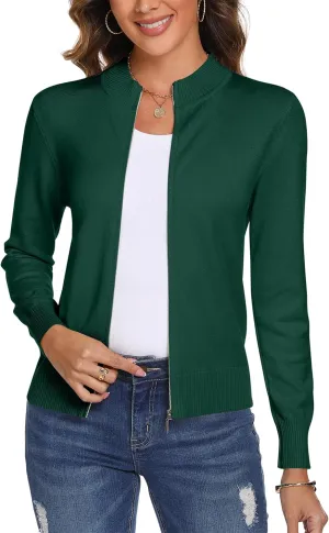 Totatuit Womens Long Sleeve Knitted Zip Up Sweater Cardigans Sweaters Lightweight Zipper Sweatshirts Jacket