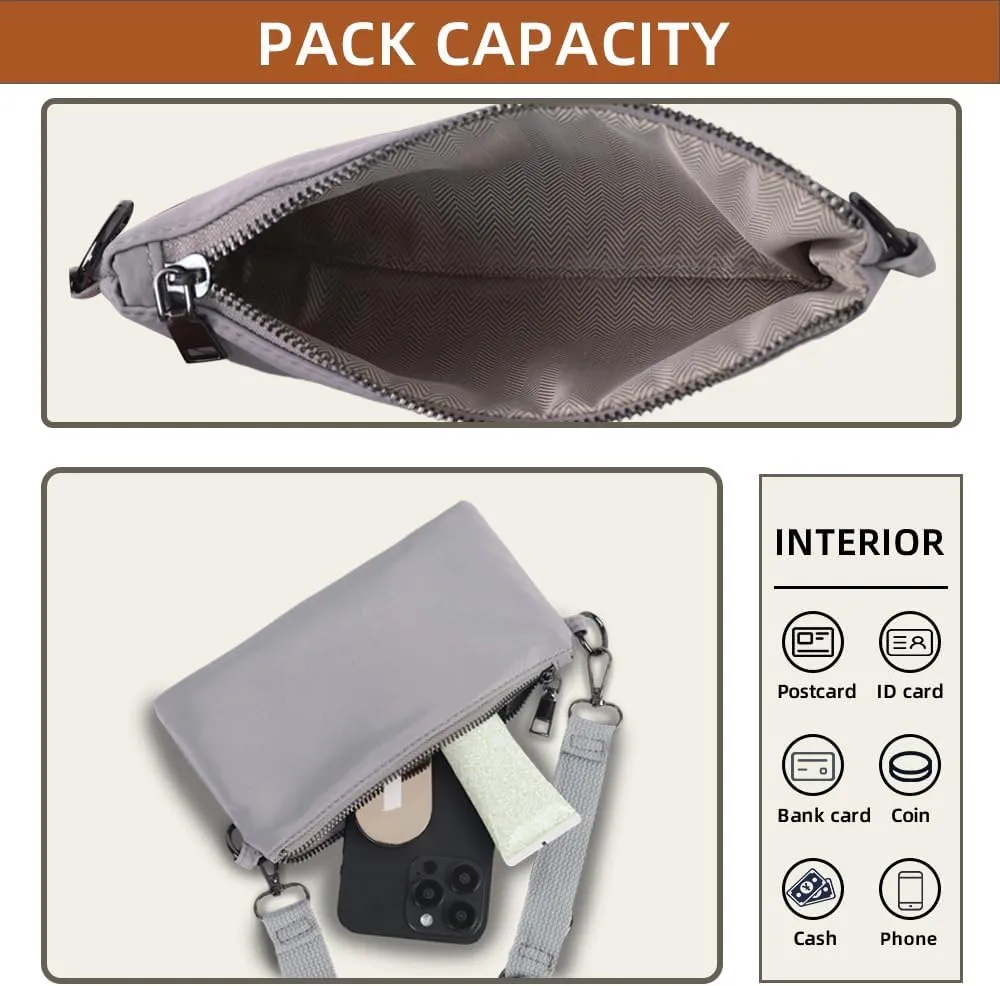 Trendy Crossbody Bags for Women Lightweight Nylon Shoulder Bag waterproof Waist Packs small purse for Travel sports