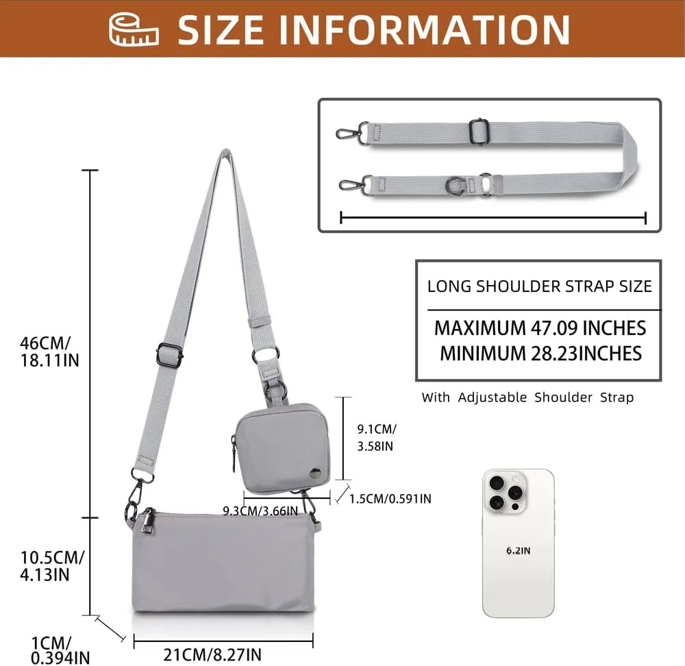 Trendy Crossbody Bags for Women Lightweight Nylon Shoulder Bag waterproof Waist Packs small purse for Travel sports