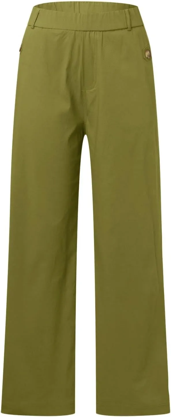 Trousers for Women Elastic Waist Plus Size Straight Wide Leg Pants High Waist Loose Fit Casual Elegant Palazzo Trousers
